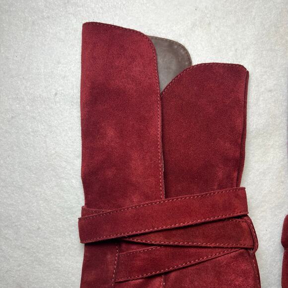 Diane von Furstenberg Wine Red Maroon Suede Leather Wrapped Heeled Boots 8.5 M - Picture 9 of 15